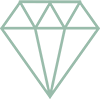 Diamond icon designed with light green lines and no background